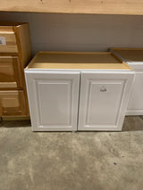Hampton 36in. W x 24 in. D x 24 in. H Assembled Deep Wall Bridge Kitchen Cabinet in Satin White with Shelf