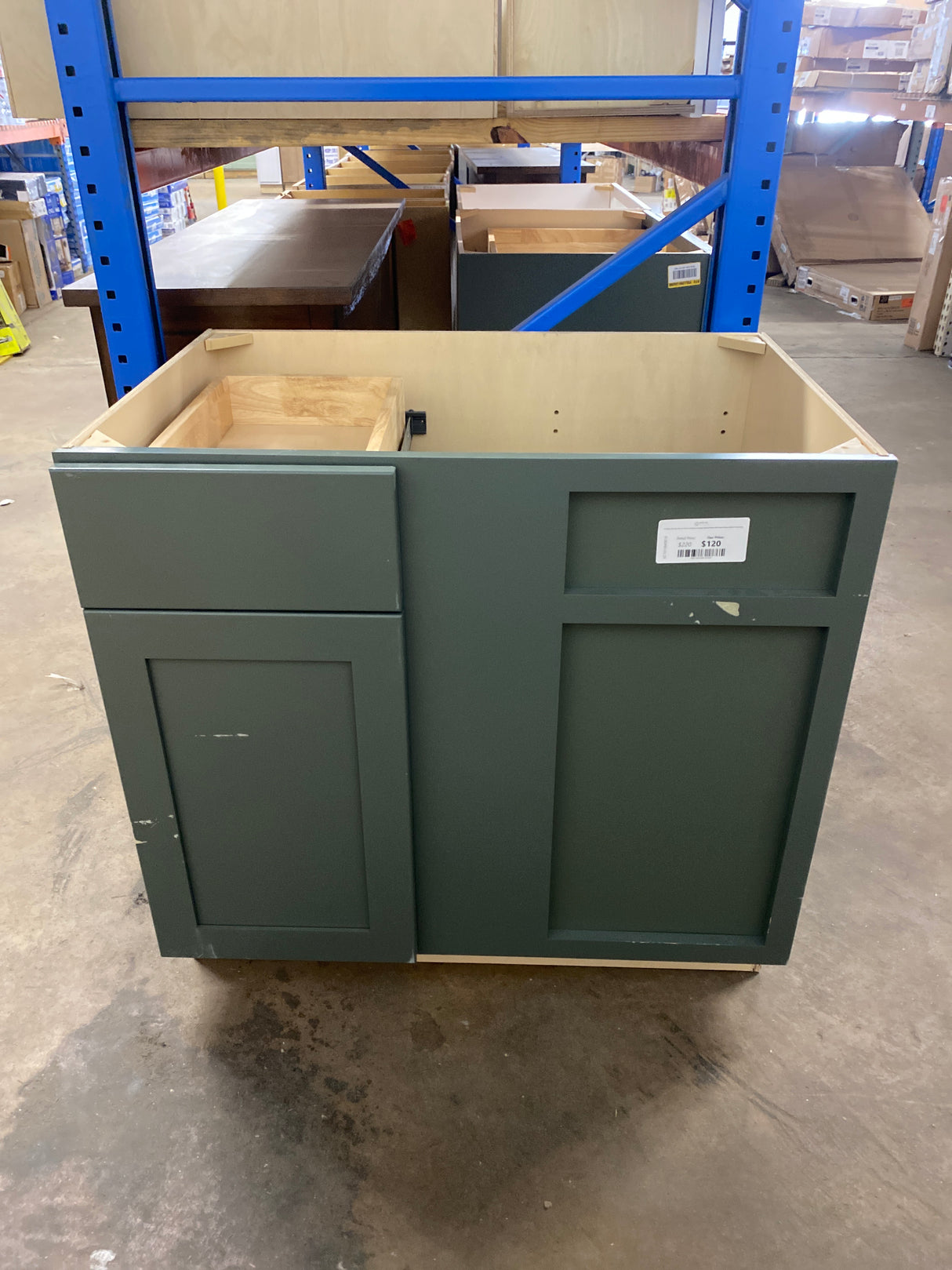 Avondale 36 in. W x 24 in. D x 34.5 in. H Ready to Assemble Plywood Shaker Blind Corner Kitchen Cabinet in Fern Green