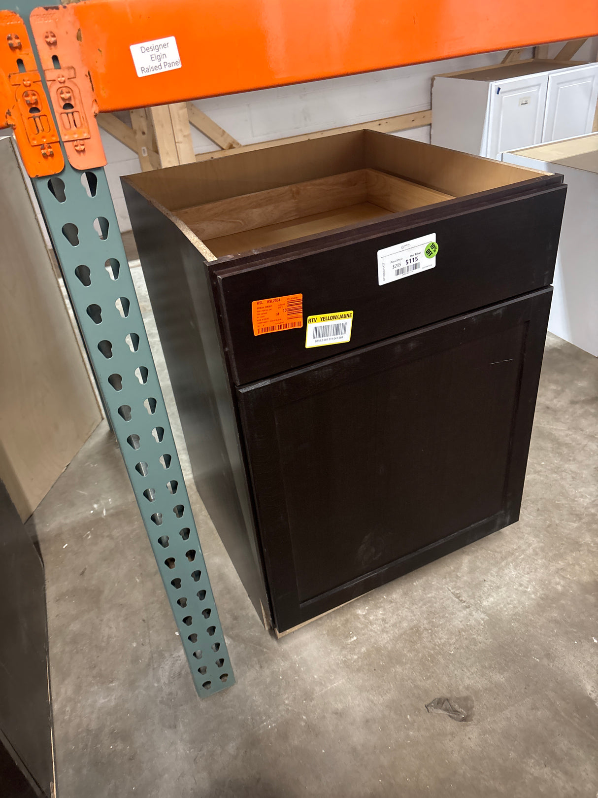 Shaker 24 in. W x 24 in. D x 34.5 in. H Assembled Base Kitchen Cabinet in Java with Ball-Bearing Drawer Glides