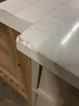 Marcote 36 in. Single Sink Greige Bath Vanity with White Volakas Engineered Marble Top (Assembled)