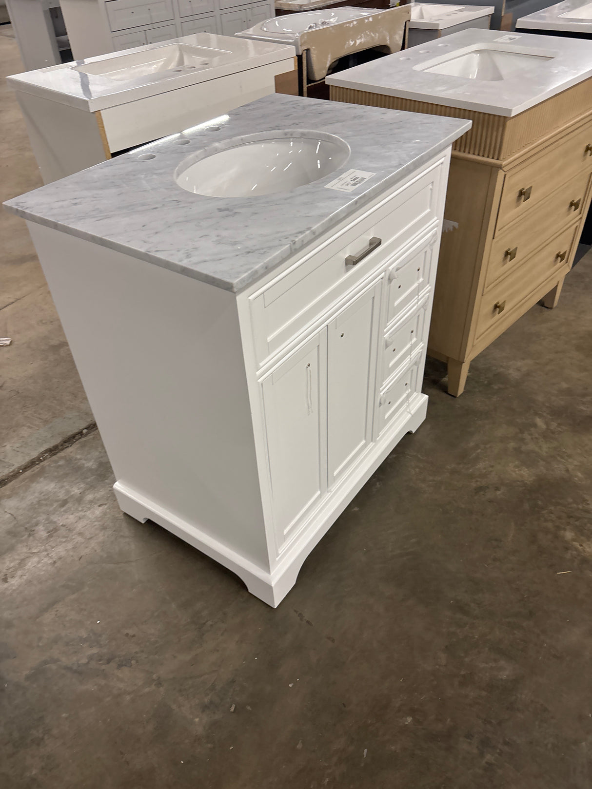 Timeless Home 32 in. W x 21.5 in. D x 35 in. H Single Bathroom Vanity in White with White Marble Top and White Basin