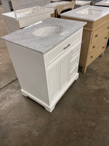 Timeless Home 32 in. W x 21.5 in. D x 35 in. H Single Bathroom Vanity in White with White Marble Top and White Basin