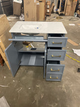 Marcote 36 in. Single Sink Freestanding Slate Blue Bath Vanity with Venato Engineered Stone Top (Assembled)