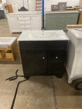 29 in. W x 18 in. D x 32 in. H Single Sink Bath Vanity in Black with White Ceramic Top with Sink Set