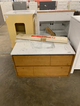 Ventford Reclaimed 36 in. Bath Vanity in Brushed Light Oak with Artificial Carrara Vanity Top with White Basin