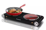 Portable 2-Burner 7.6 in. Black Infrared Ceramic Electric Stove 1800-Watt Electric Dual Hot Plate