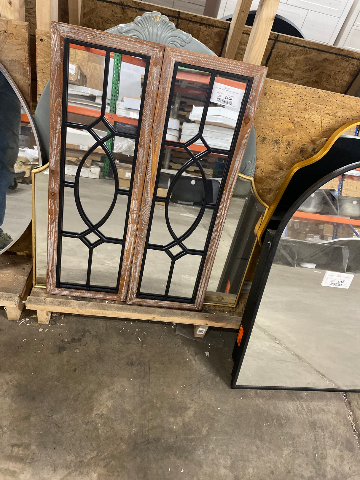 Medium Farmhouse Rectangle Windowpane Mirror Set (Set of 2) (11 in. W x 35 in. H)