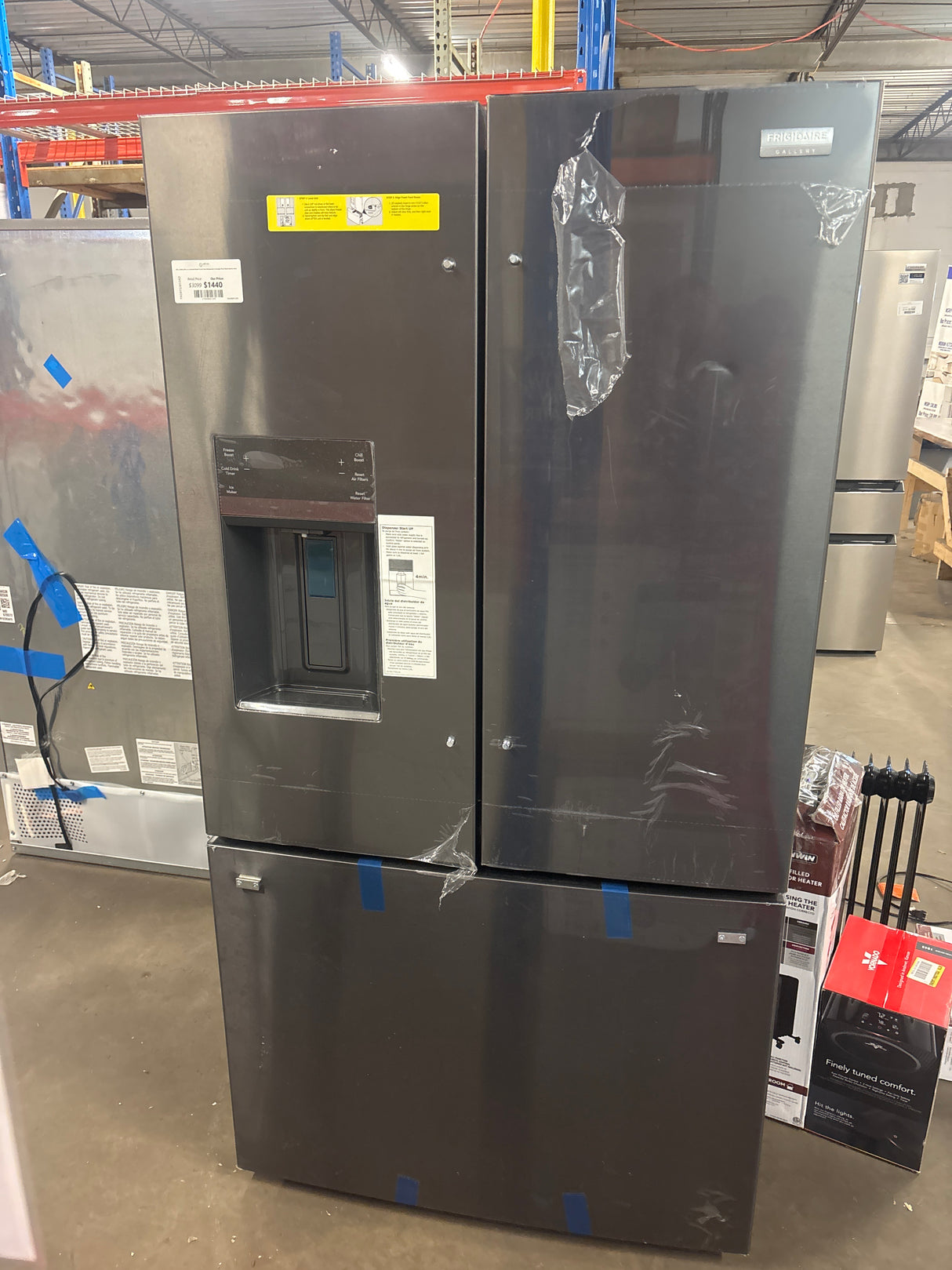 36 in. Gallery 28 cu. ft. Standard Depth French Door Refrigerator in Smudge-Proof Black Stainless Steel