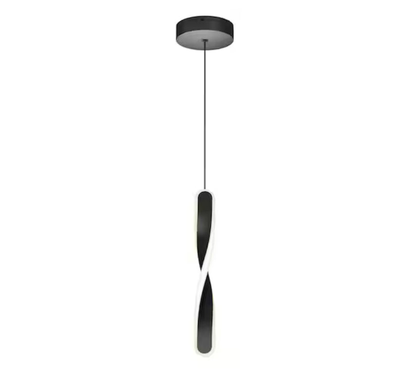 Finley 13-Watt 1 Light Black Modern 5 CCT Integrated LED Mini Pendant Light Fixture for Kitchen Island