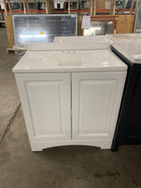 31 in. W x 19 in. D x 35 in. H Single Sink Freestanding Bath Vanity in White with White Cultured Marble Top