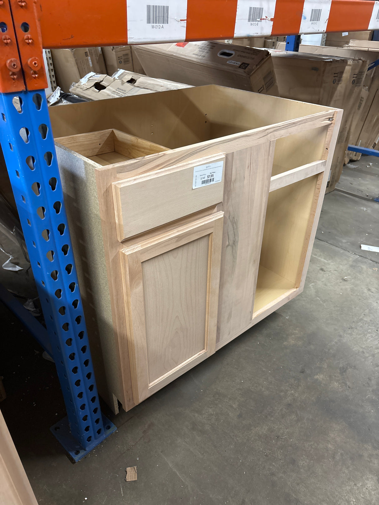 36 in. W x 24 in. D x 34.5 in. H Assembled Blind Corner Base Kitchen Cabinet in Unfinished with Recessed Panel