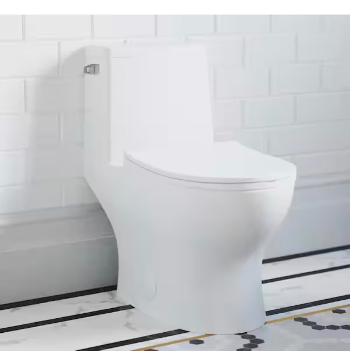 Ivy One-Piece 1.28 GPF Toilet Single Flush Elongated Toilet in Glossy White Seat Included