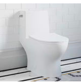 Ivy One-Piece 1.28 GPF Toilet Single Flush Elongated Toilet in Glossy White Seat Included