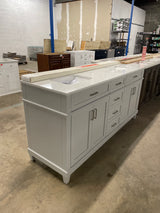 Talmore 72 in W x 22 in D x 35 in H Double Sink Bath Vanity in Sky Grey With White Engineered Carrara Marble Top