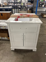 Doveton 30 in. W x 19 in. D x 34.5 in. H Single Sink Bath Vanity in White with White Engineered Stone Top
