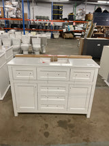 Hanna 48 in. W x 19 in. D x 34 in. H Single Sink Bath Vanity in White with White Engineered Stone Top