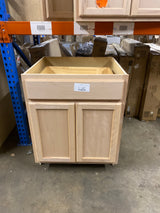 27 in. W x 24 in. D x 34.5 in. H Assembled Base Kitchen Cabinet in Unfinished with Recessed Panel