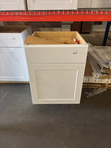 Shaker Satin White Stock Assembled Base Kitchen Cabinet with Ball-Bearing Drawer Glides (24 in. x 34.5 in. x 24 in.)