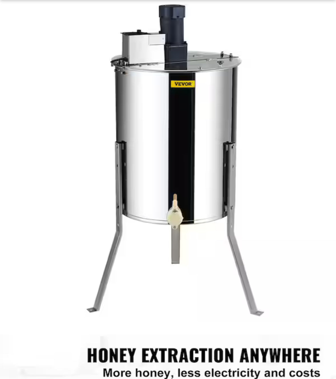Electric Honey Extractor, 4/8 Frames Stainless Steel Spinner for Beekeeping, Height Adjustable Stand
