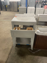 Clady 25 in. W x 19 in. D x 35 in. H Single Sink Freestanding Bath Vanity in Gray with White Cultured Marble Top