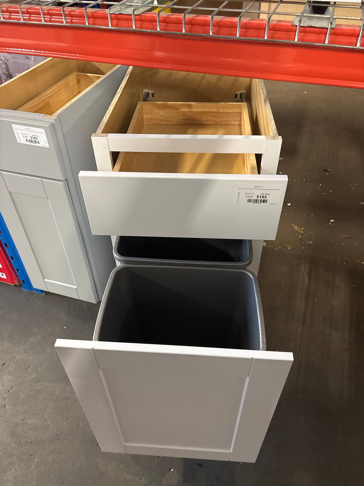 Shaker 18 in. W x 24 in. D x 34.5 in. H Assembled Waste Base Cabinet in Satin White