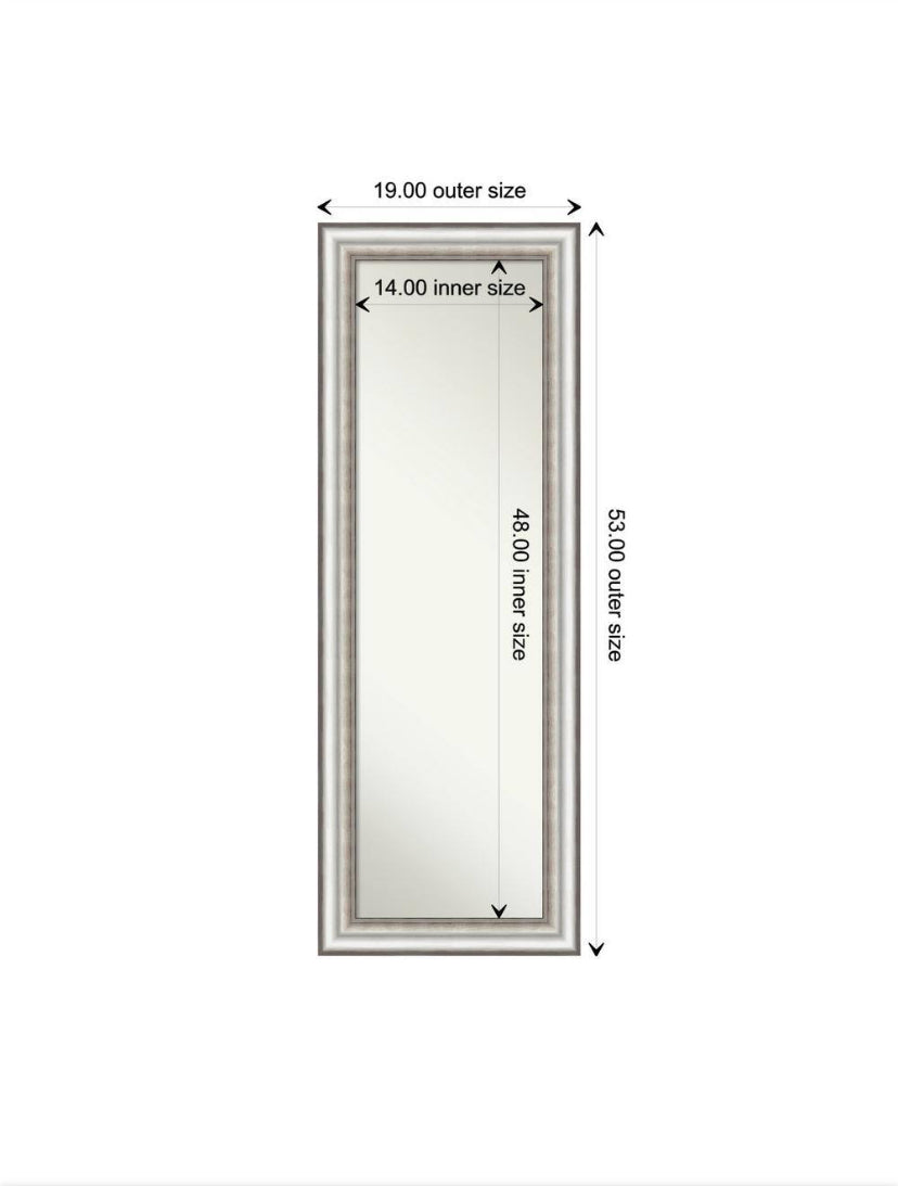 Large Rectangle Brushed Silver Hooks Modern Mirror (53 in. H x 19 in. W)