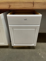 Hampton 24 in. W x 24 in. D x 34.5 in. H Assembled Base Kitchen Cabinet in Satin White with Drawer Glides