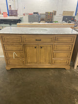 Simply Living 60 in. W x 21.5 in. D x 35 in. H Bath Vanity in Driftwood with Carrara White Marble Top