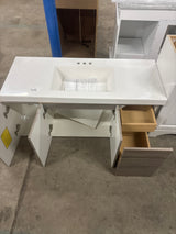 Stella 49 in. Single Sink White Washed Oak Floating Bath Vanity with White Cultured Marble Top (Assembled)