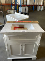 Doveton 30 in. W x 19 in. D x 34.5 in. H Single Sink Bath Vanity in White with White Engineered Stone Top