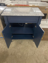 Aberdeen 30 in. x 22 in. D x 34.5 in. H Bath Vanity in Midnight Blue with White Carrara Marble Top
