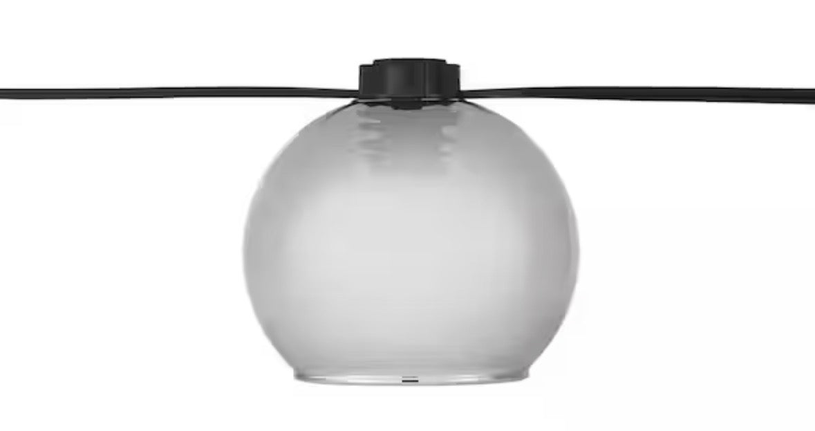 8-Light 10 ft. Black Indoor/Outdoor Plug-In String Light with Smoky Glass Shades and Incandescent Bulbs