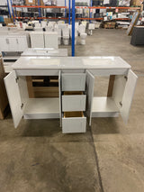 Bannister 61 in. Double Sink Pearl Gray Freestanding Bath Vanity with Granite-Look Colorpoint White Cultured Marble Top