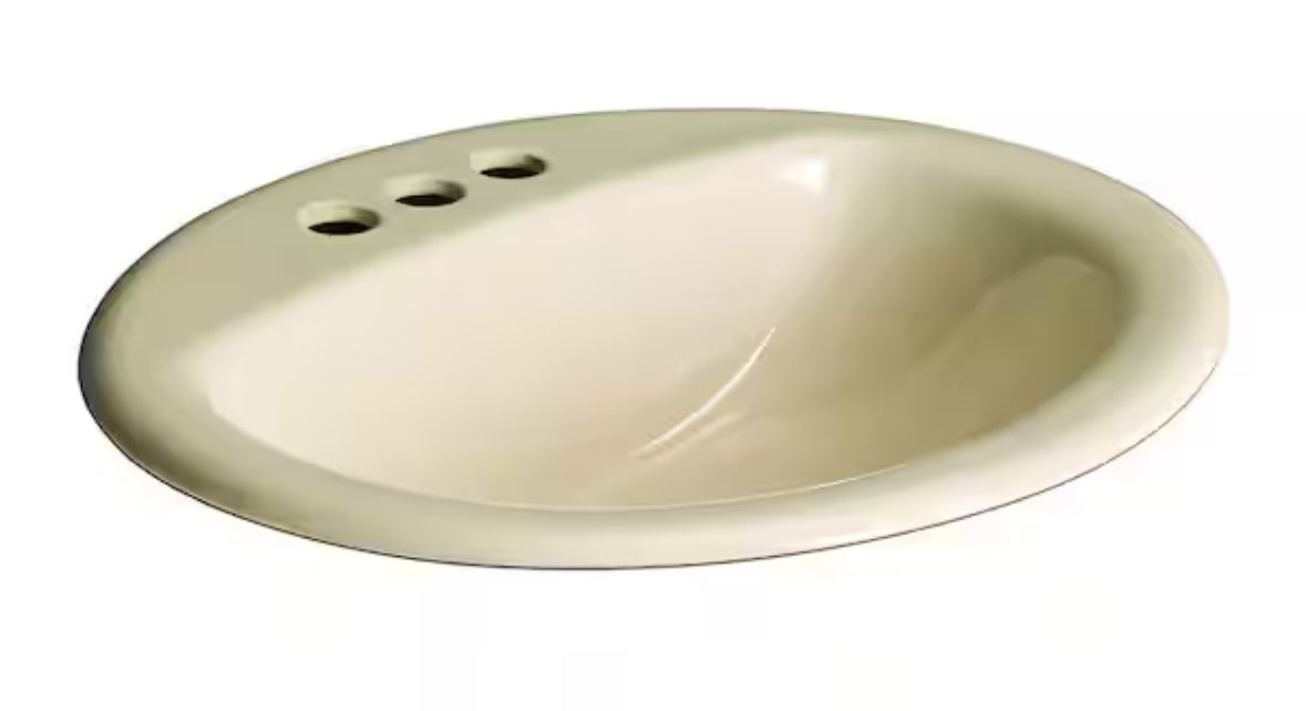 Aragon 20 in. Drop-In Oval Vitreous China Bathroom Sink in Bone