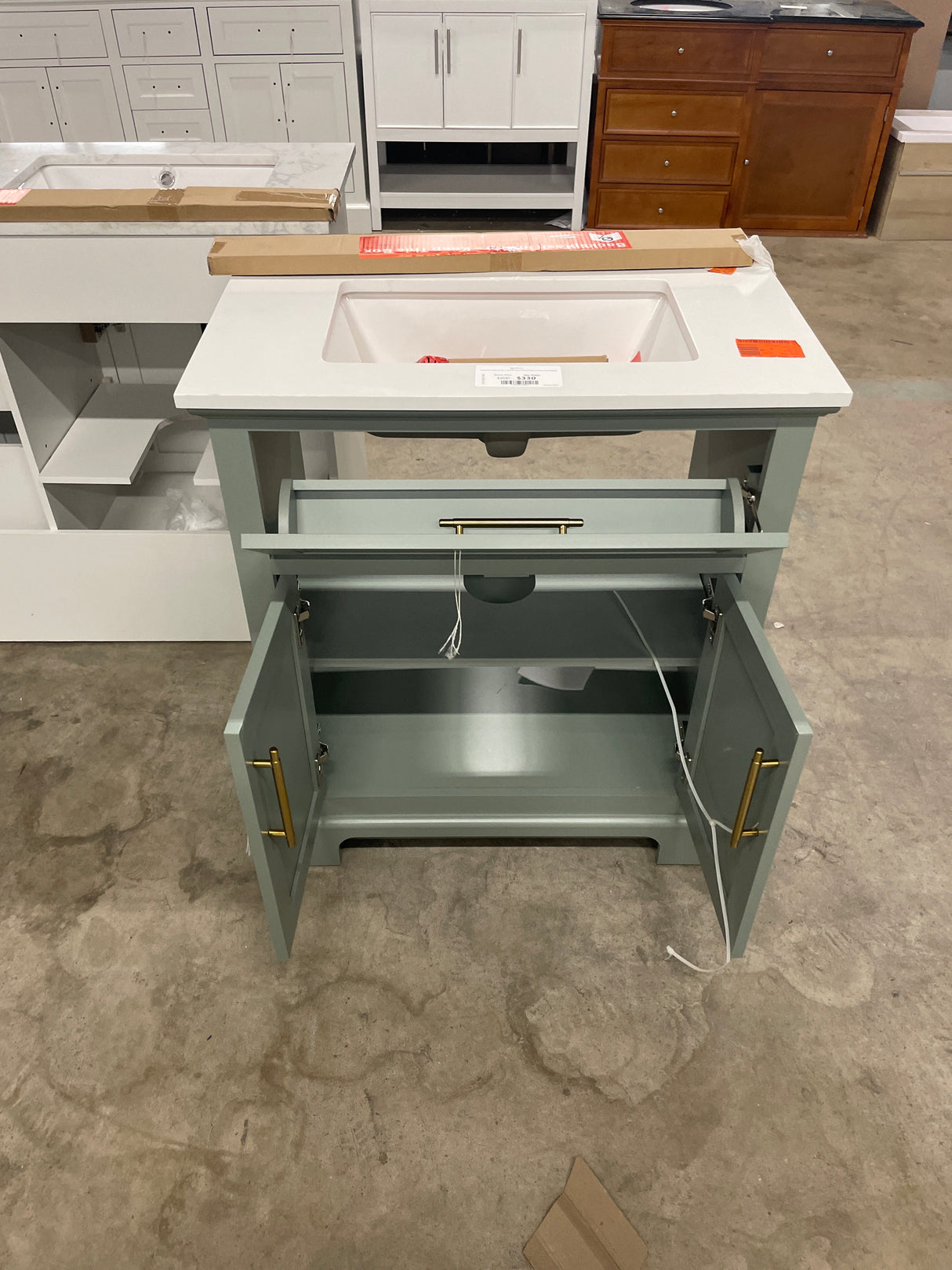 Doveton 30 in. Single Sink Sage Green Bath Vanity with White Engineered Stone Top (Assembled)