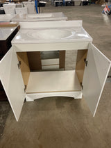 31 in. W x 19 in. D x 35 in. H Single Sink Freestanding Bath Vanity in White with White Cultured Marble Top