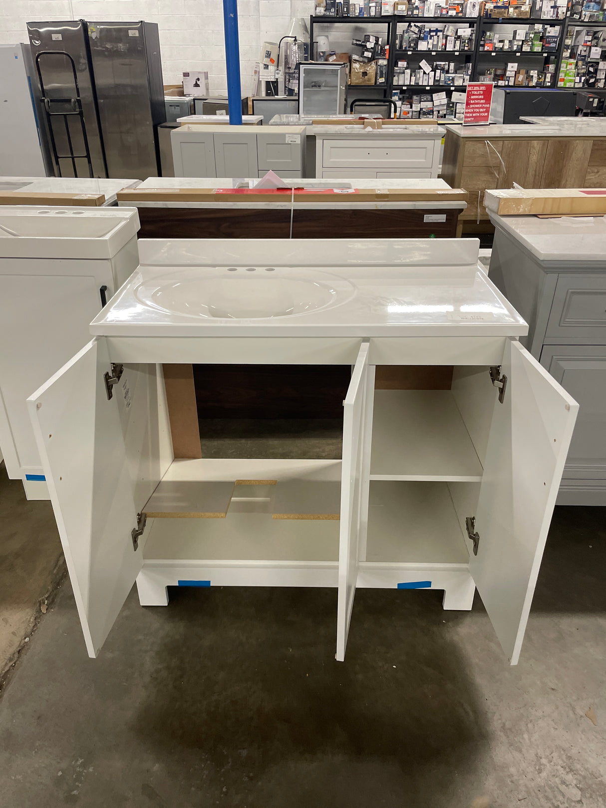 Oakley 37 in. Single Sink White Bath Vanity with White Cultured Marble Top (Assembled)