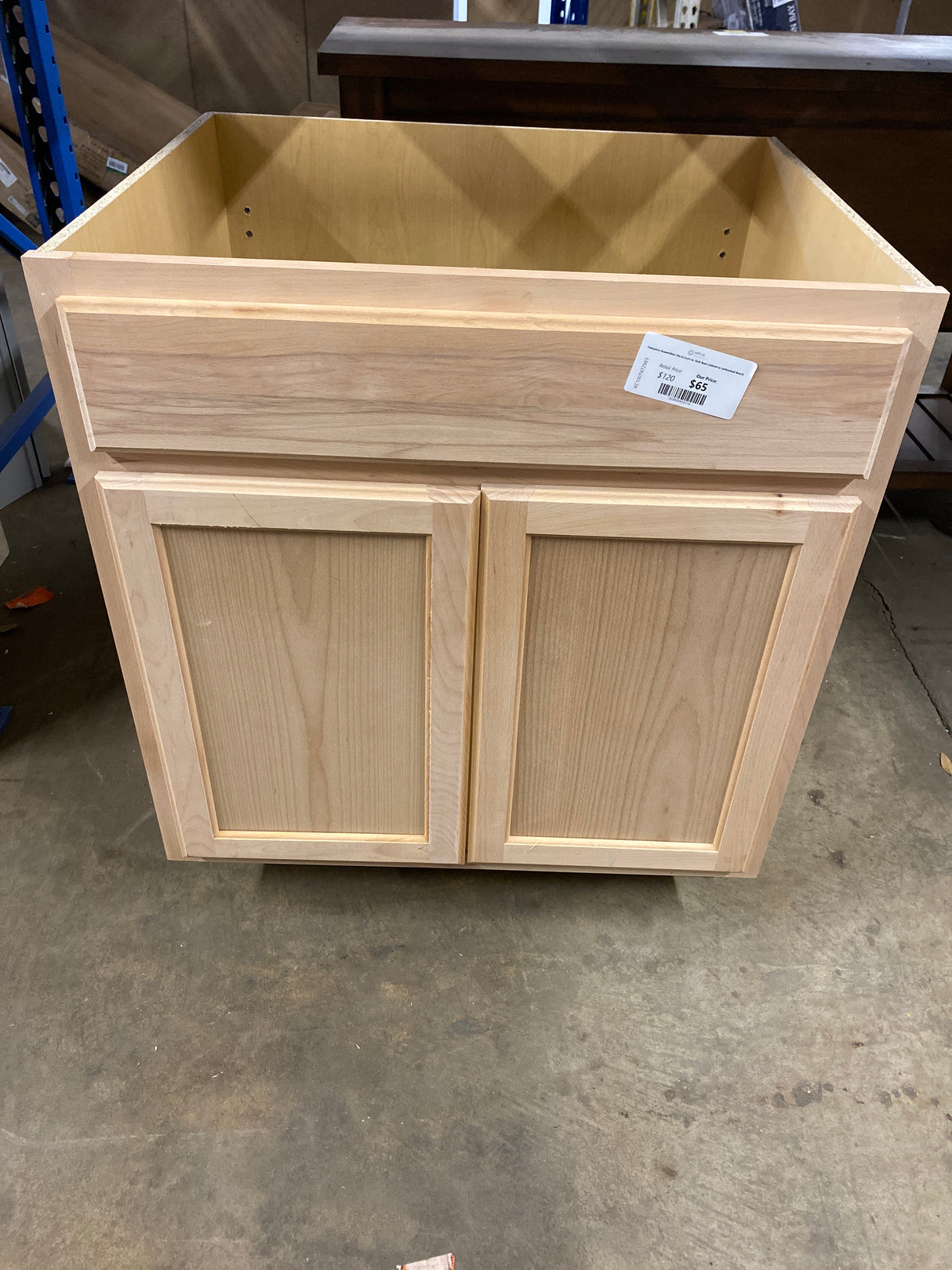 Hampton Assembled 30x34.5x24 in. Sink Base Cabinet in Unfinished Beech