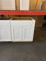 Shaker Satin White Stock Assembled Base Kitchen Cabinet with Ball-Bearing Drawer Glides (30 in. x 34.5 in. x 24 in.)
