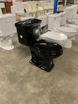 2-piece 1.0 GPF/1.28 GPF High Efficiency Dual Flush Elongated Toilet in Black, Seat Included