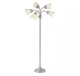 66 in. Satin Nickel Floor Lamp with 5 Plastic Bell Shades