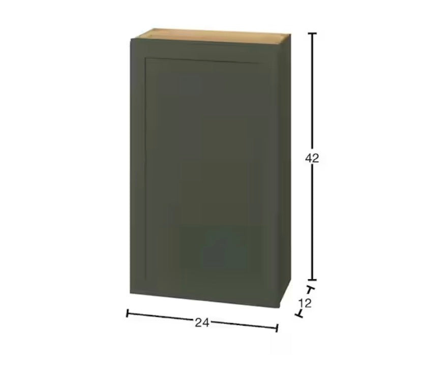 Avondale 24 in. W x 12 in. D x 42 in. H Ready to Assemble Plywood Shaker Wall Kitchen Cabinet in Fern Green