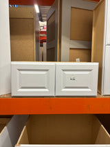 Hampton Satin White Raised Panel Stock Assembled Wall Bridge Kitchen Cabinet (30 in. x 12 in. x 12 in.)