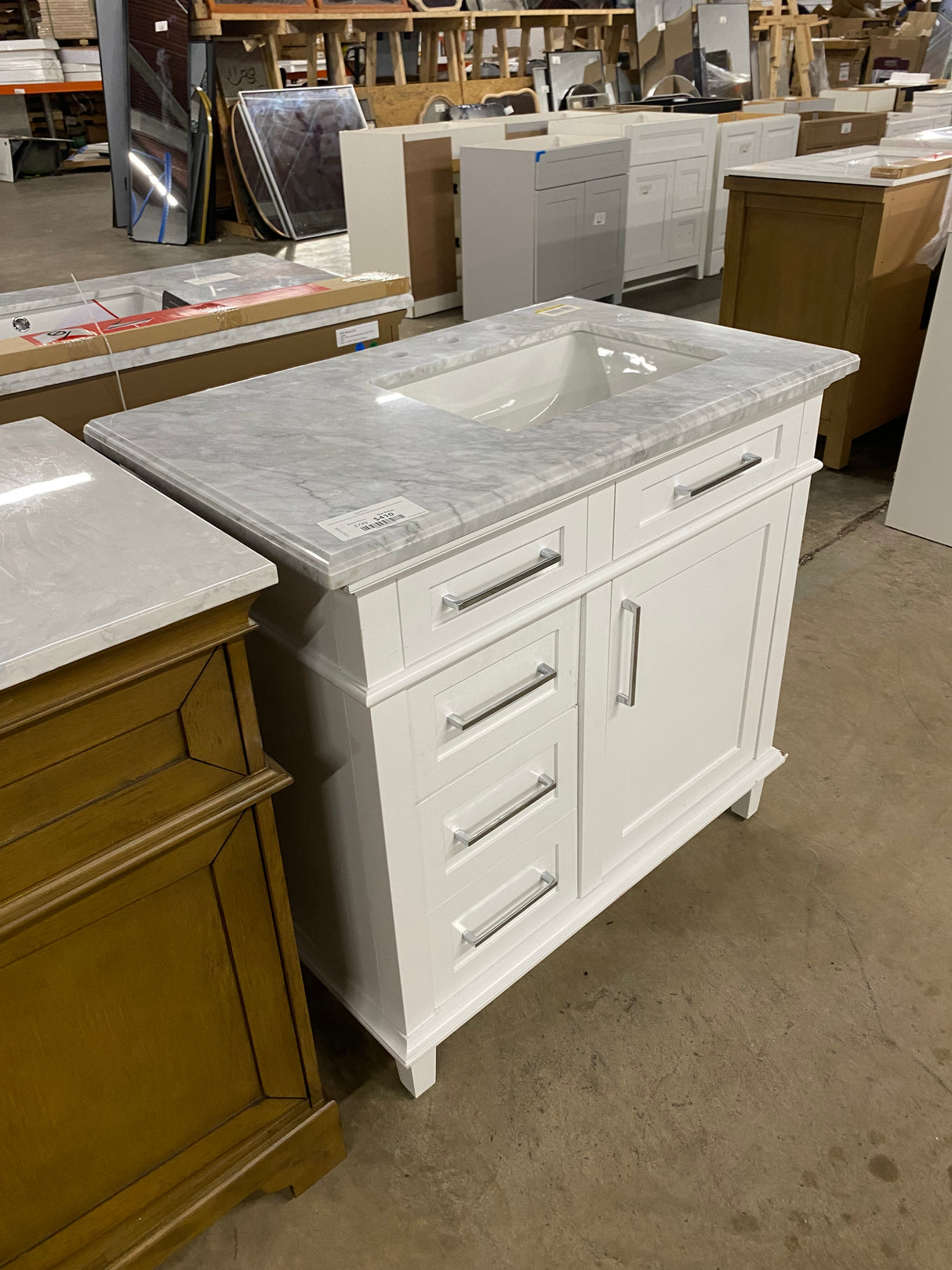 Sonoma 36 in. W x 22 in. D x 34 in. H Bath Vanity in White with White Carrara Marble Top