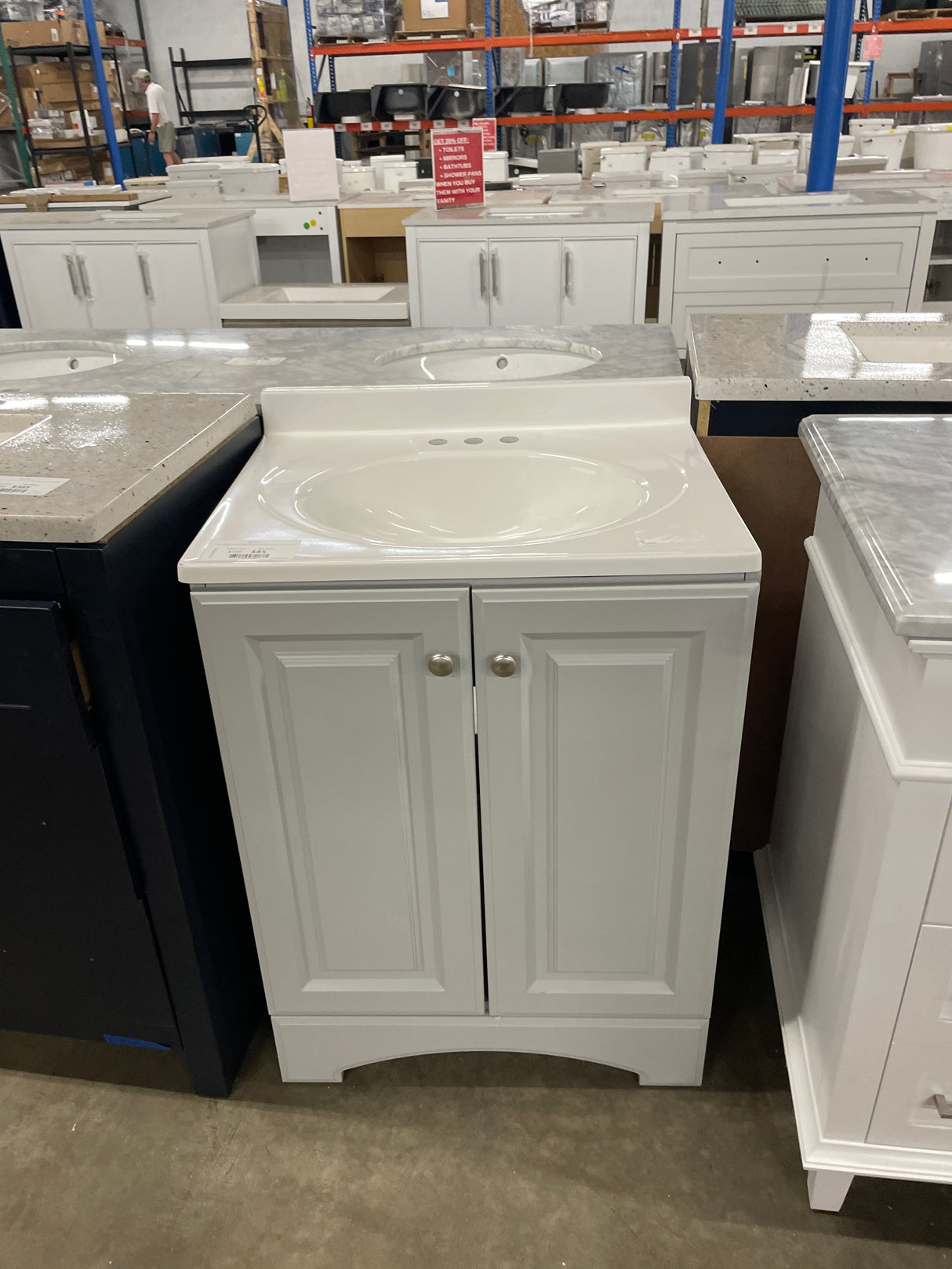 25 in. Single Sink Pearl Gray Bath Vanity with White Cultured Marble Top (Assembled)
