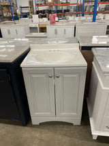 25 in. Single Sink Pearl Gray Bath Vanity with White Cultured Marble Top (Assembled)
