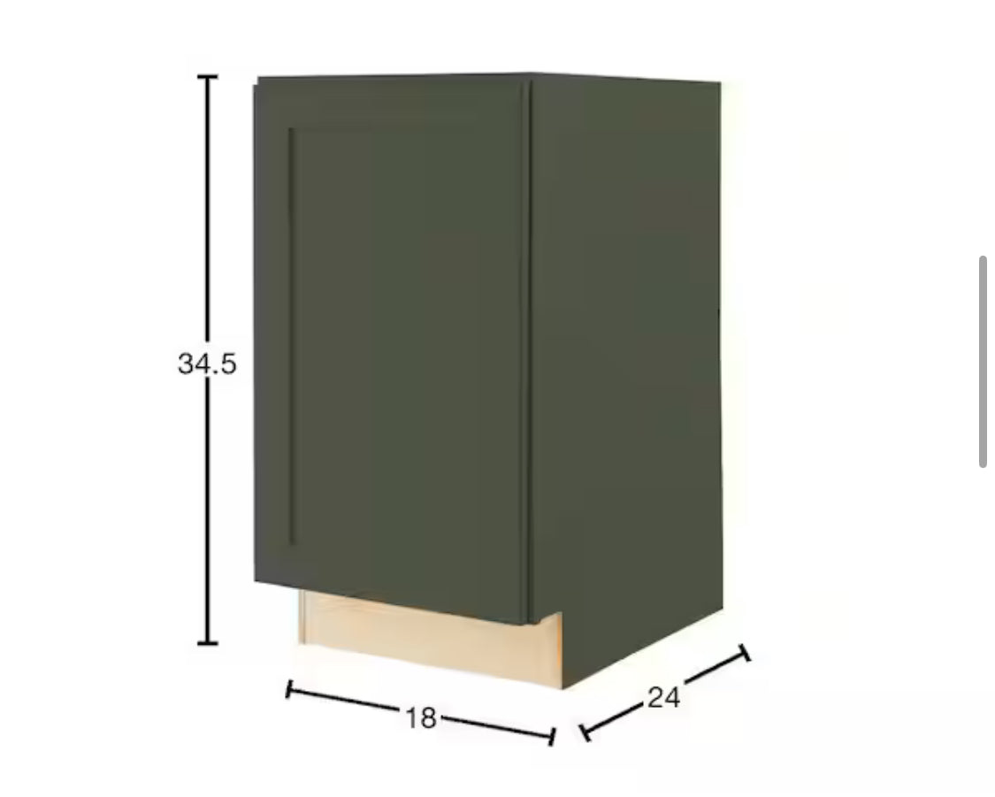 Avondale 18 in. W x 24 in. D x 34.5 in. H Ready to Assemble Plywood Shaker Trash Can Kitchen Cabinet in Fern Green