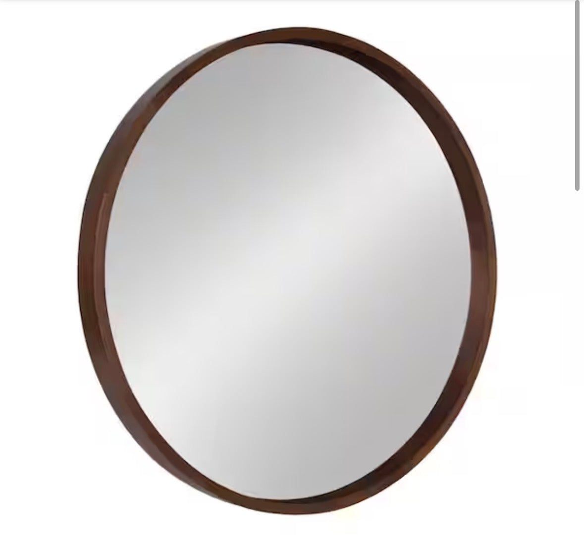 Medium Round Walnut Brown Contemporary Mirror (30 in. H x 30 in. W)