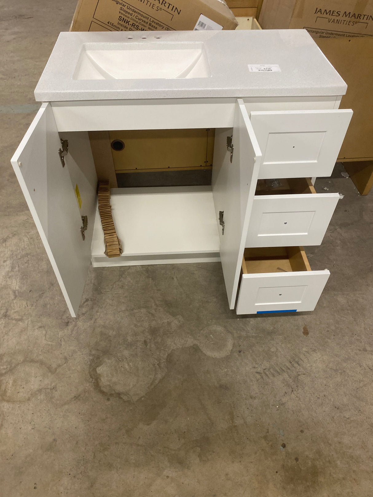 Bannister 37 in. W x 19 in. D x 35 in. H Single Sink Freestanding Bath Vanity in White with White Cultured Marble Top