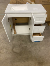 Bannister 37 in. W x 19 in. D x 35 in. H Single Sink Freestanding Bath Vanity in White with White Cultured Marble Top